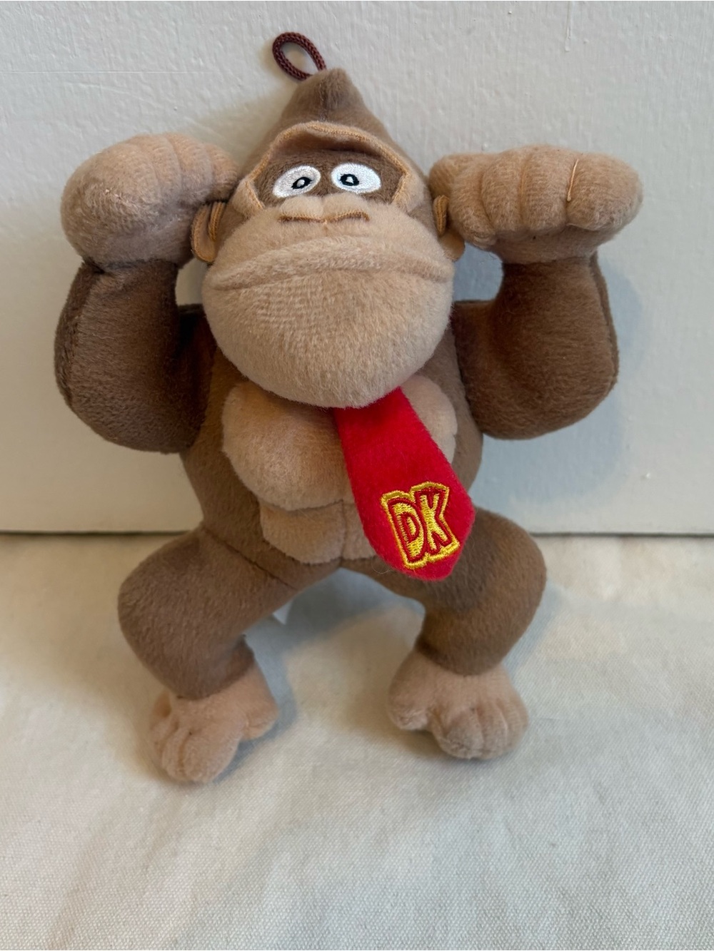 Super Mario Donkey Kong Brown Plush Stuffed Monkey w/ DK Red Tie